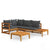 4 Piece Garden Lounge Set with Dark Grey Cushions Acacia Wood