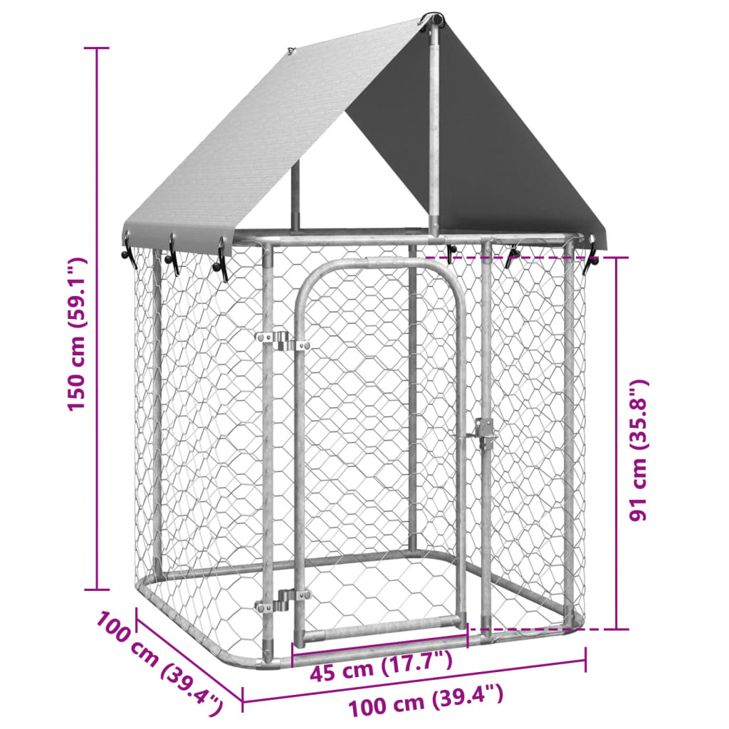 Outdoor Dog Kennel with Roof 100x100x150 cm