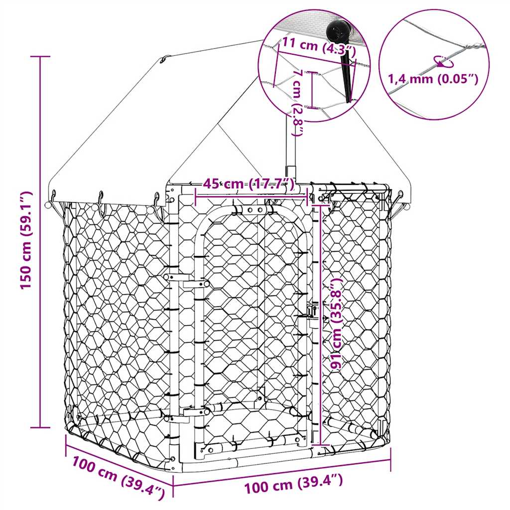 Outdoor Dog Kennel with Roof 100x100x150 cm