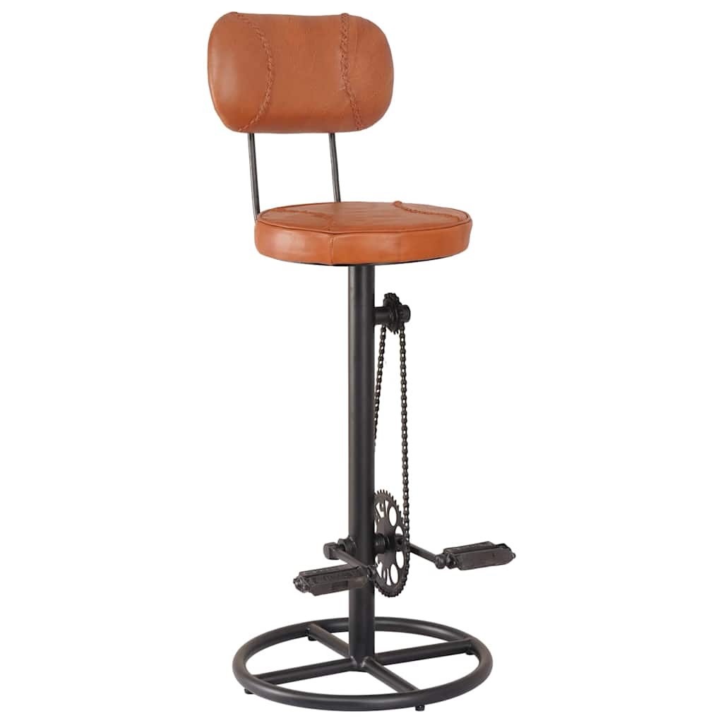 Bar Stools 2 pcs Black and Brown Real Goat Leather