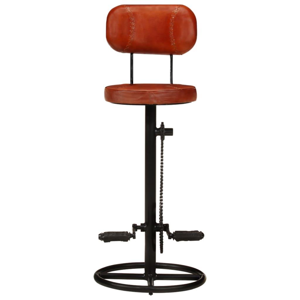 Bar Stools 2 pcs Black and Brown Real Goat Leather