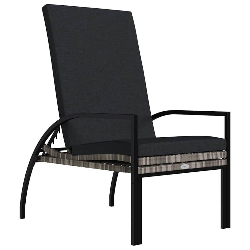 Sun Lounger with Footrest PE Rattan Grey