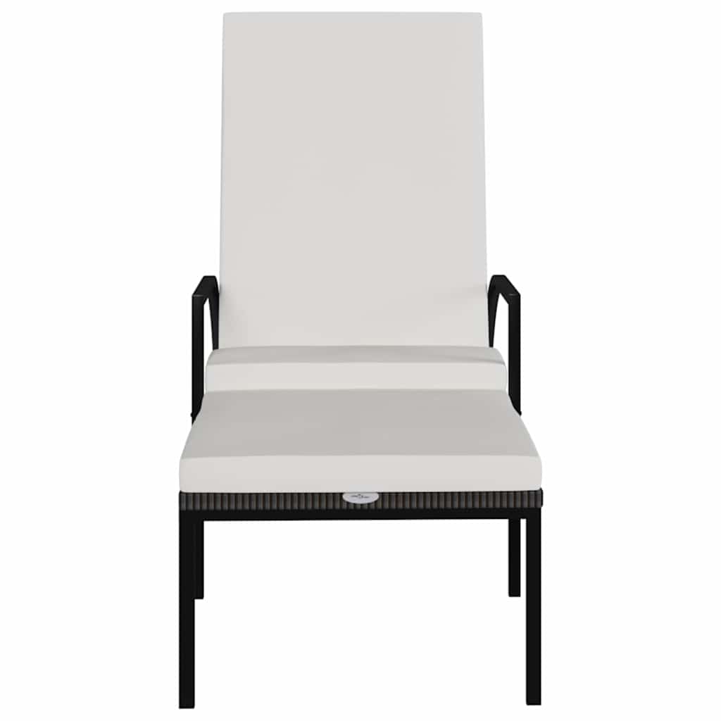 Sun Loungers 2 pcs with Footrest PE Rattan Brown