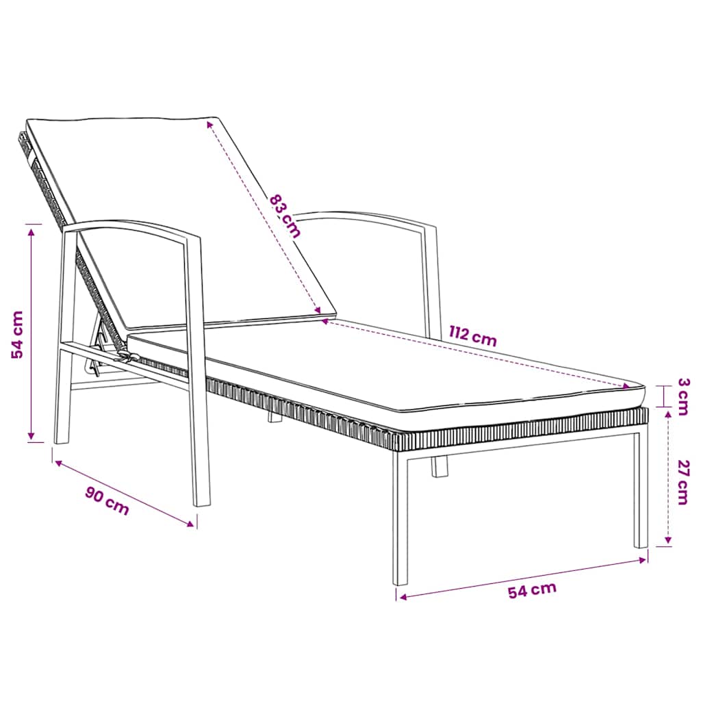 Sun Loungers 2 pcs with Table Poly Rattan Black