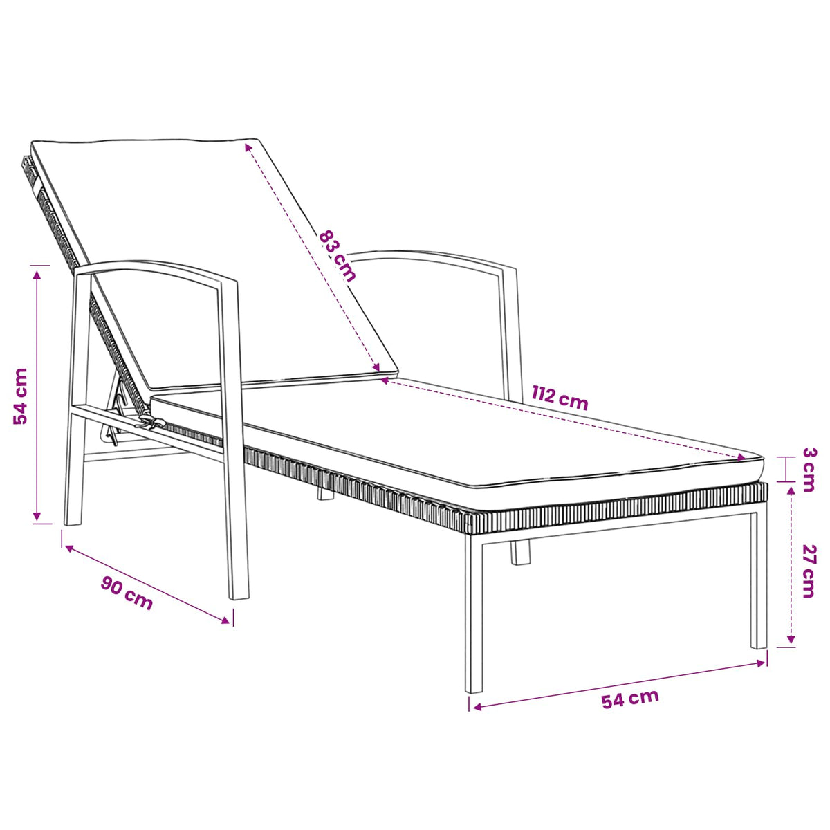 Sun Loungers 2 pcs with Table Poly Rattan Grey