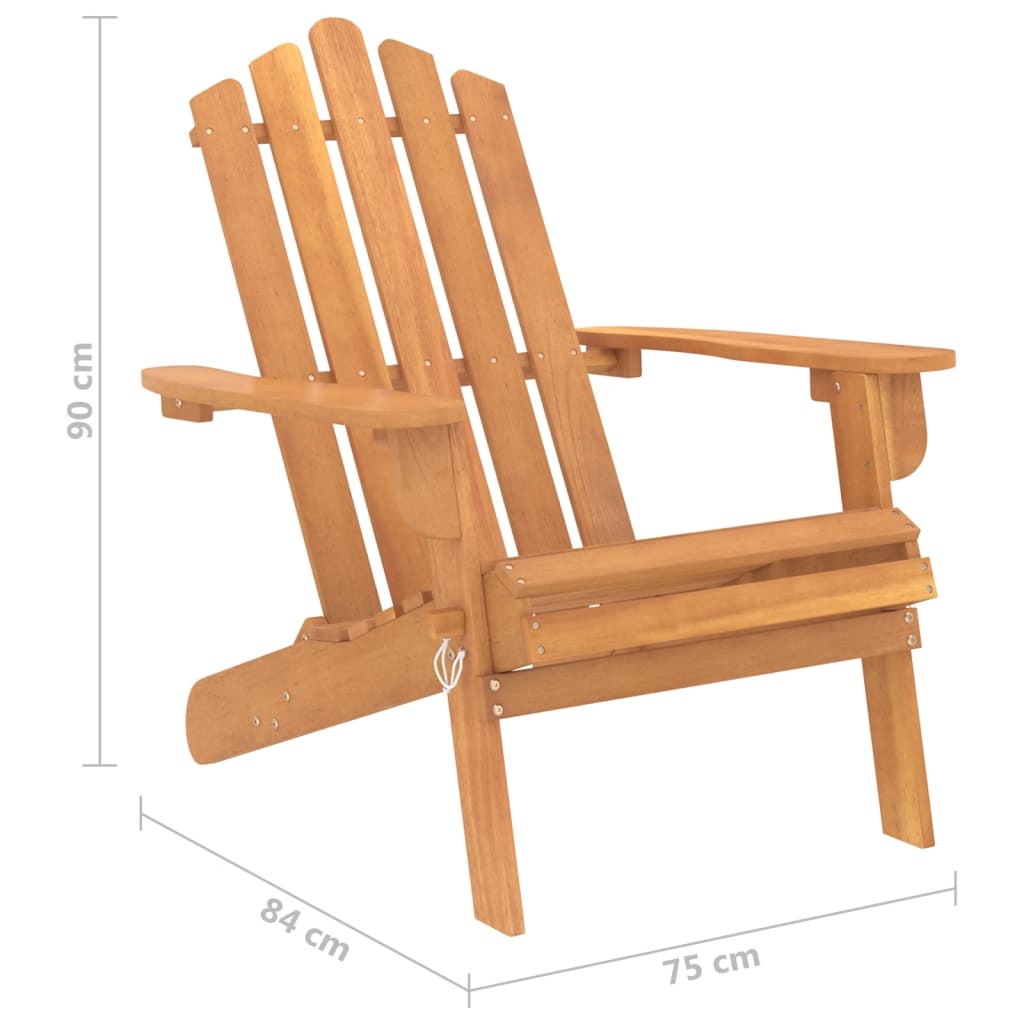 Garden Adirondack Chair with Footrest Solid Acacia Wood