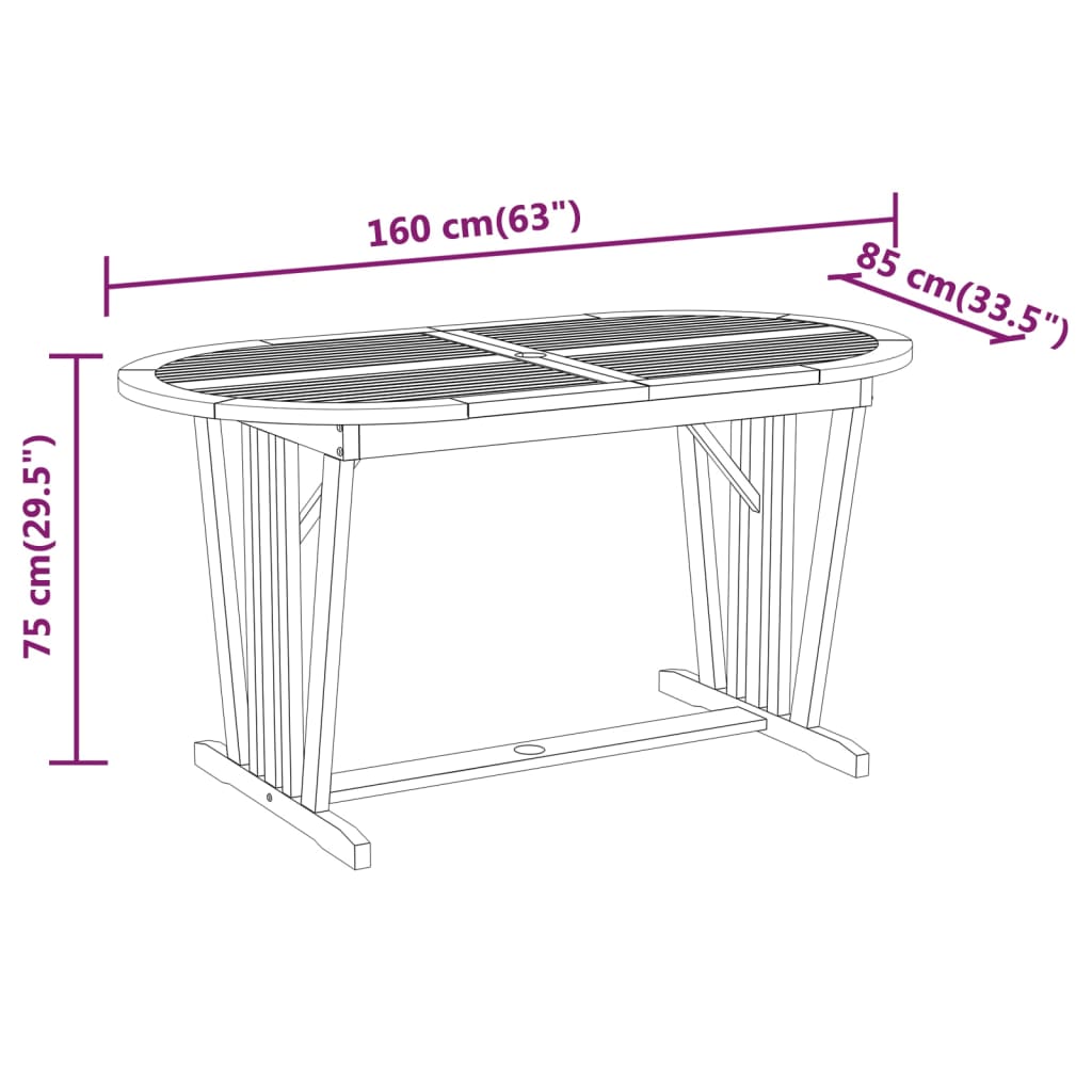 5 Piece Garden Dining Set Solid Wood Eucalyptus