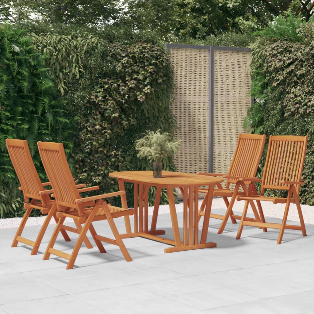 5 Piece Garden Dining Set Solid Wood Eucalyptus