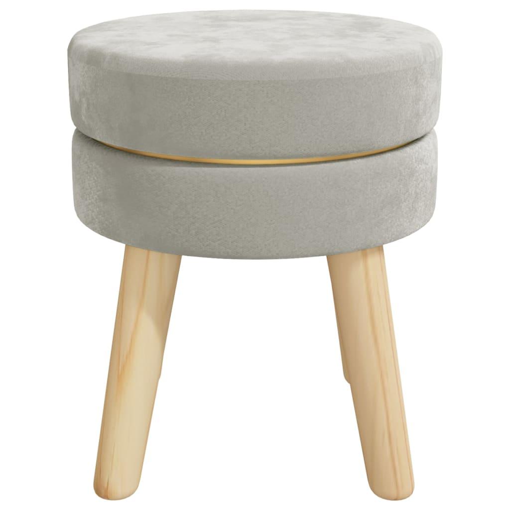 Round Hocker Light Grey Velvet