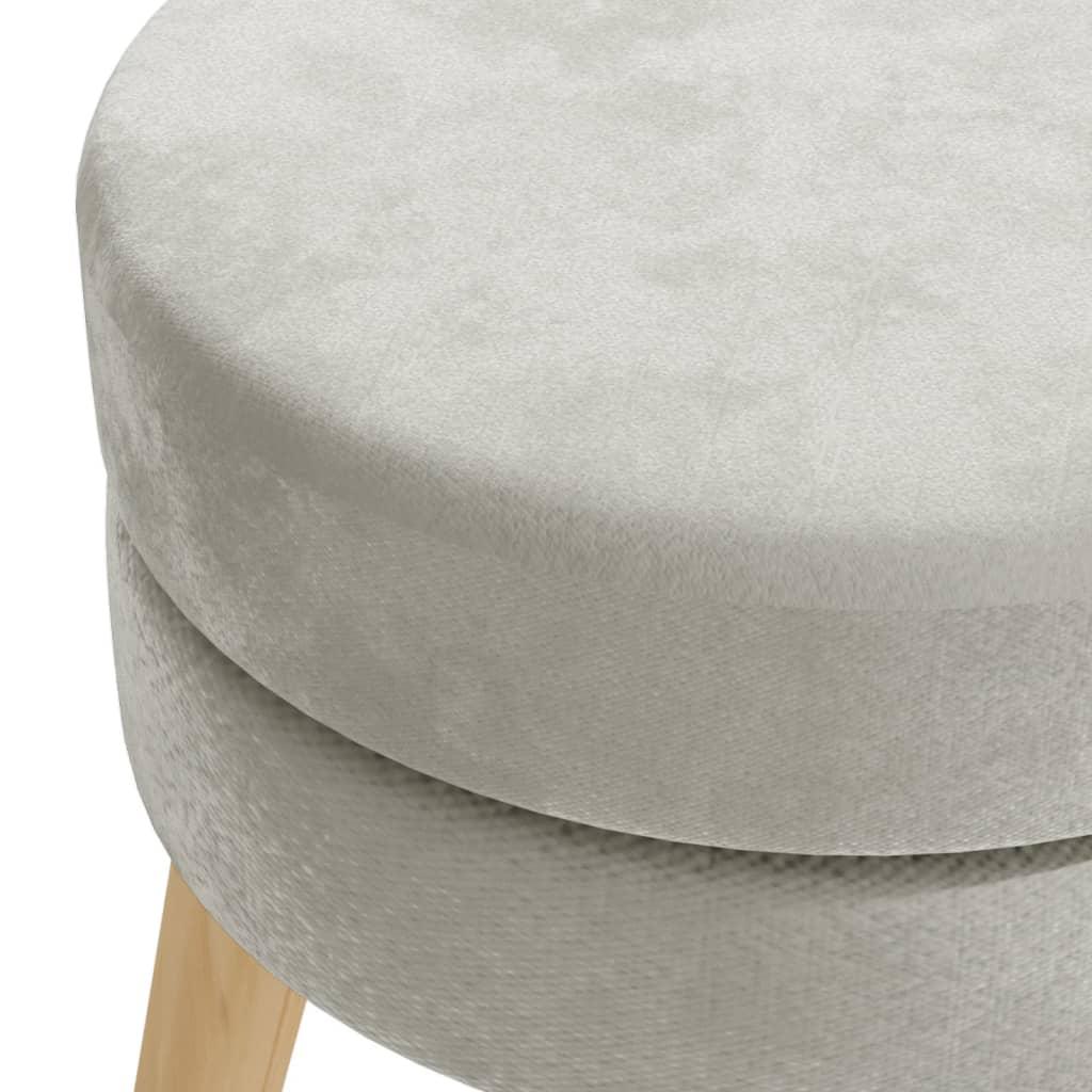 Round Hocker Light Grey Velvet