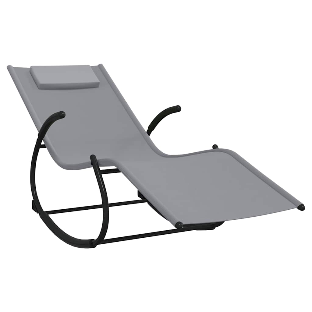 Rocking Sun Lounger Grey Steel and Textilene