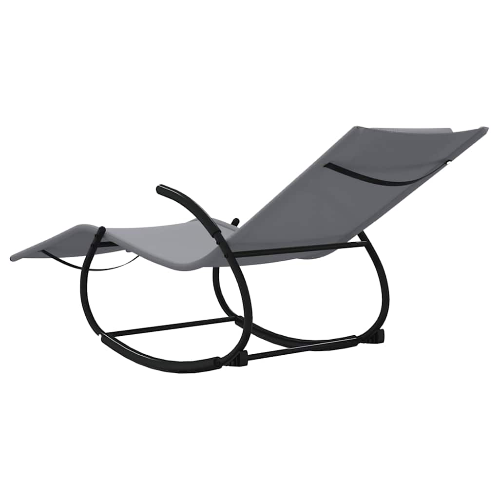 Rocking Sun Loungers 2 pcs Grey Steel and Textilene