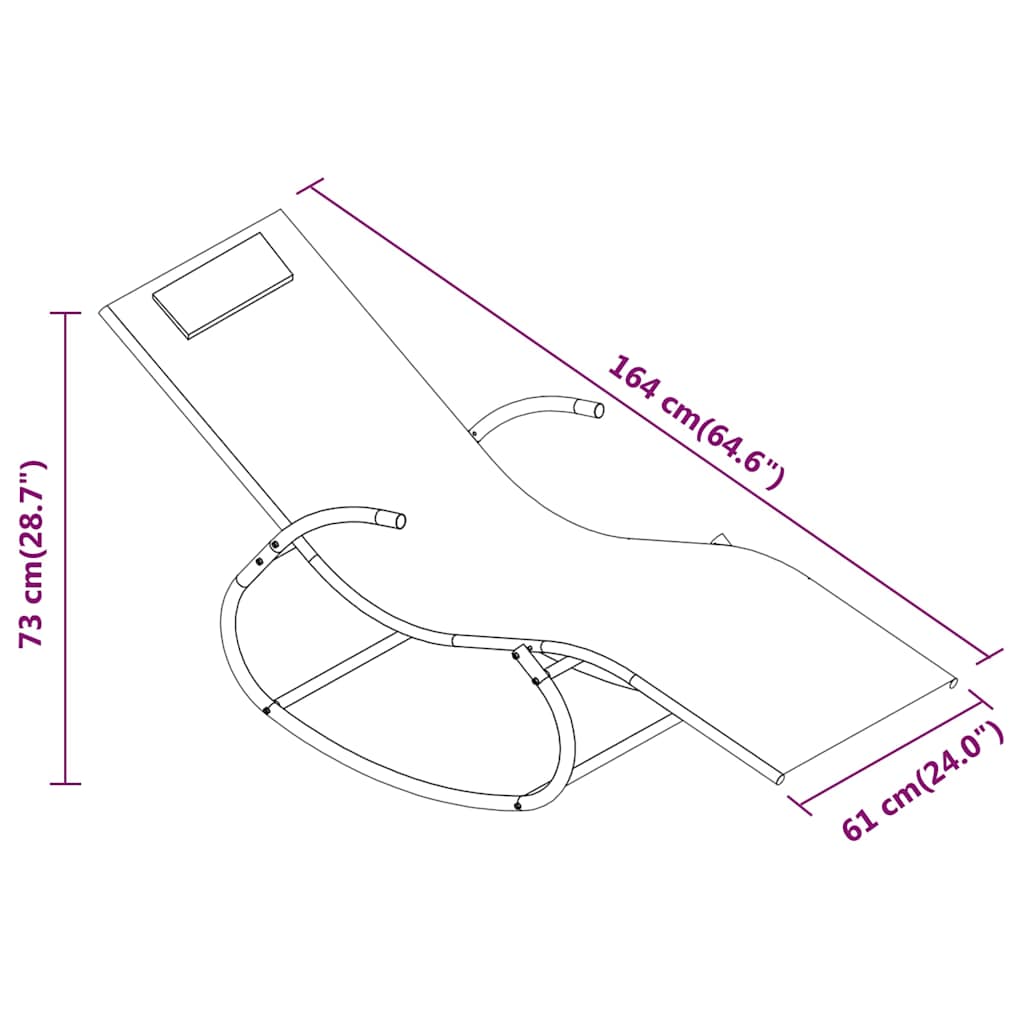 Rocking Sun Loungers 2 pcs Grey Steel and Textilene