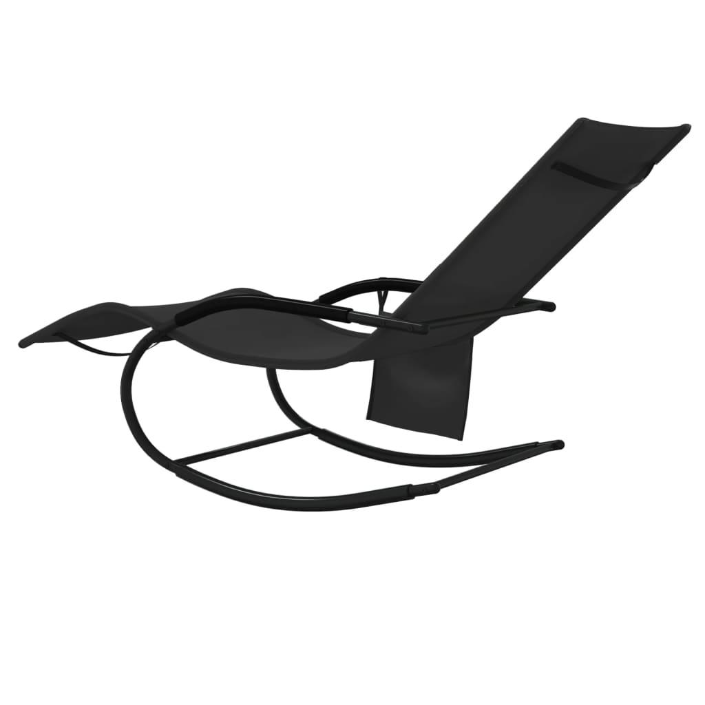 Rocking Sun Loungers 2 pcs Black Steel and Textilene