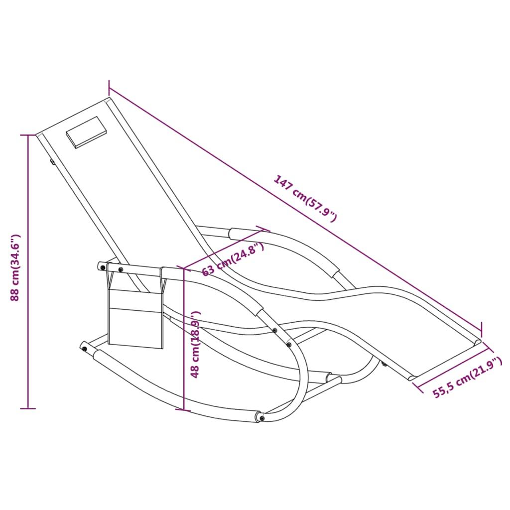 Rocking Sun Loungers 2 pcs Black Steel and Textilene