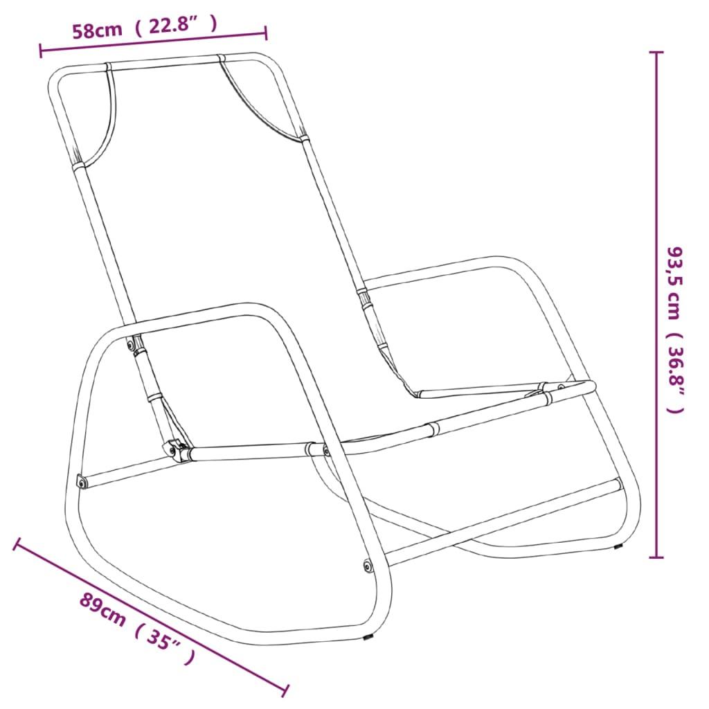 Rocking Sun Loungers 2 pcs Black Steel and Textilene