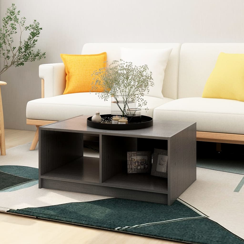 Coffee Table Grey 75x50x33.5 cm Solid Pinewood