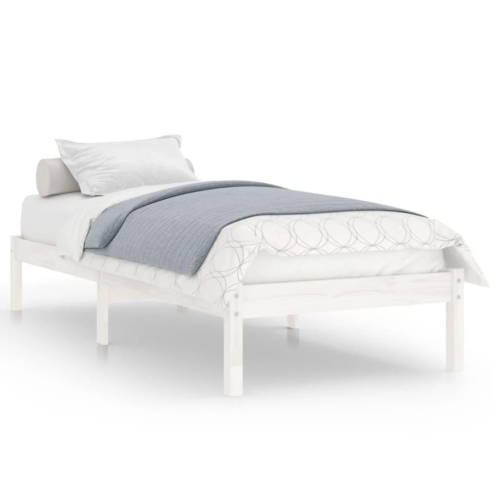 Bed Frame without Mattress White Solid Wood 90x190 cm