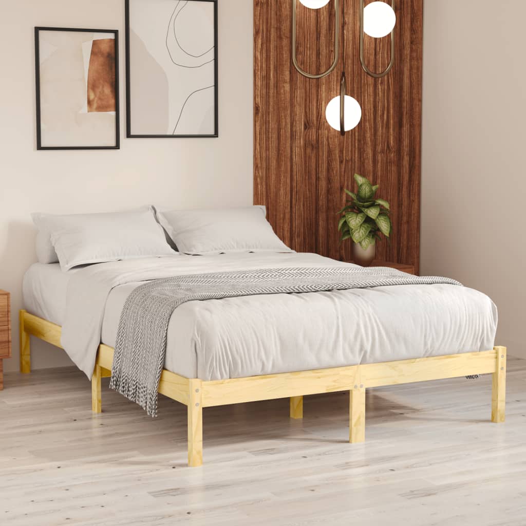 Bed Frame without Mattress Solid Wood 135x190 cm