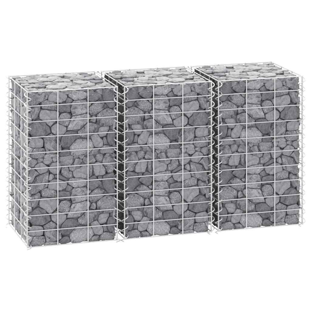 Gabion Raised Beds 3 pcs 30x30x50 cm Iron