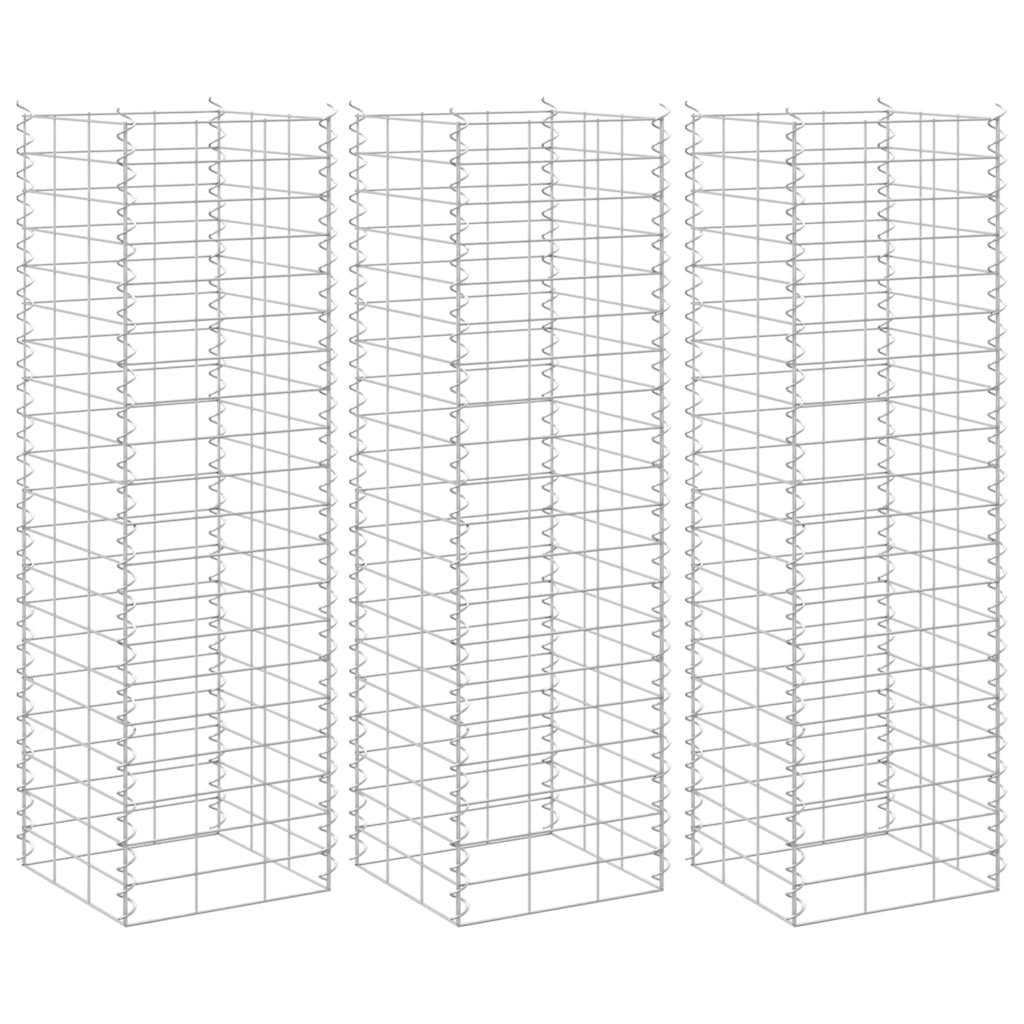 Gabion Raised Beds 3 pcs 30x30x100 cm Iron