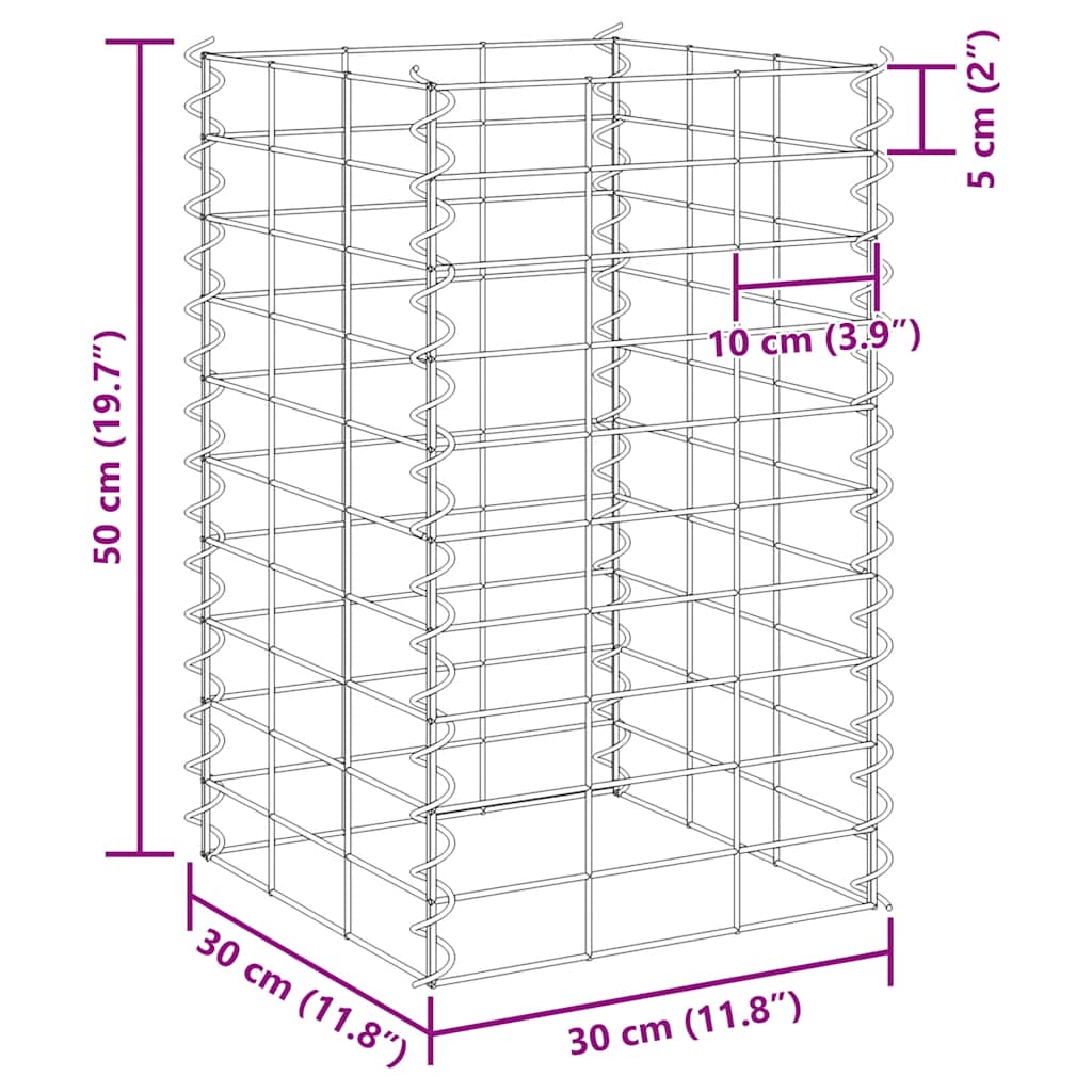 Gabion Raised Beds 4 pcs 30x30x50/100/150/200 cm Iron