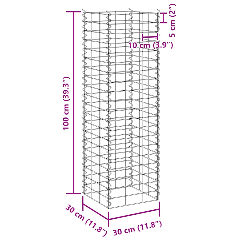 Gabion Raised Beds 4 pcs 30x30x50/100/150/200 cm Iron