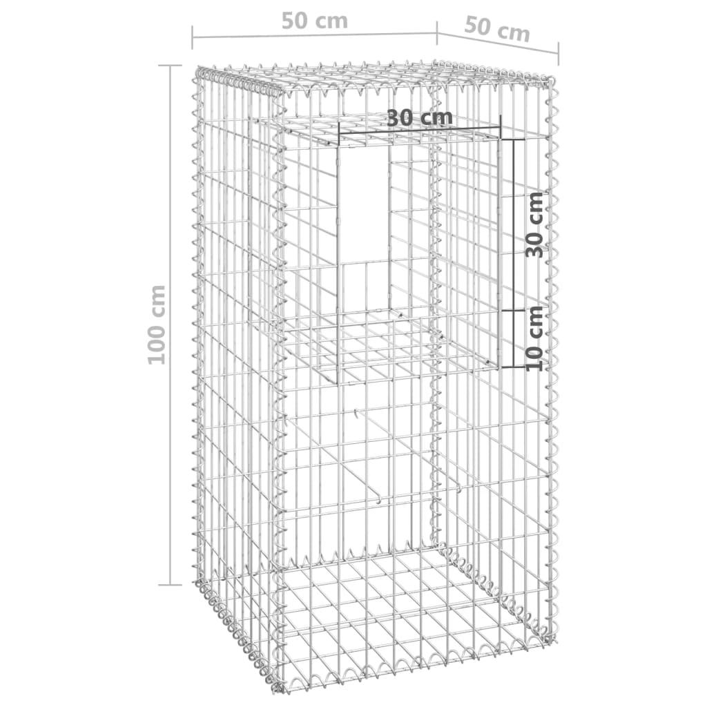 Gabion Basket Posts 2 pcs 50x50x100 cm Iron