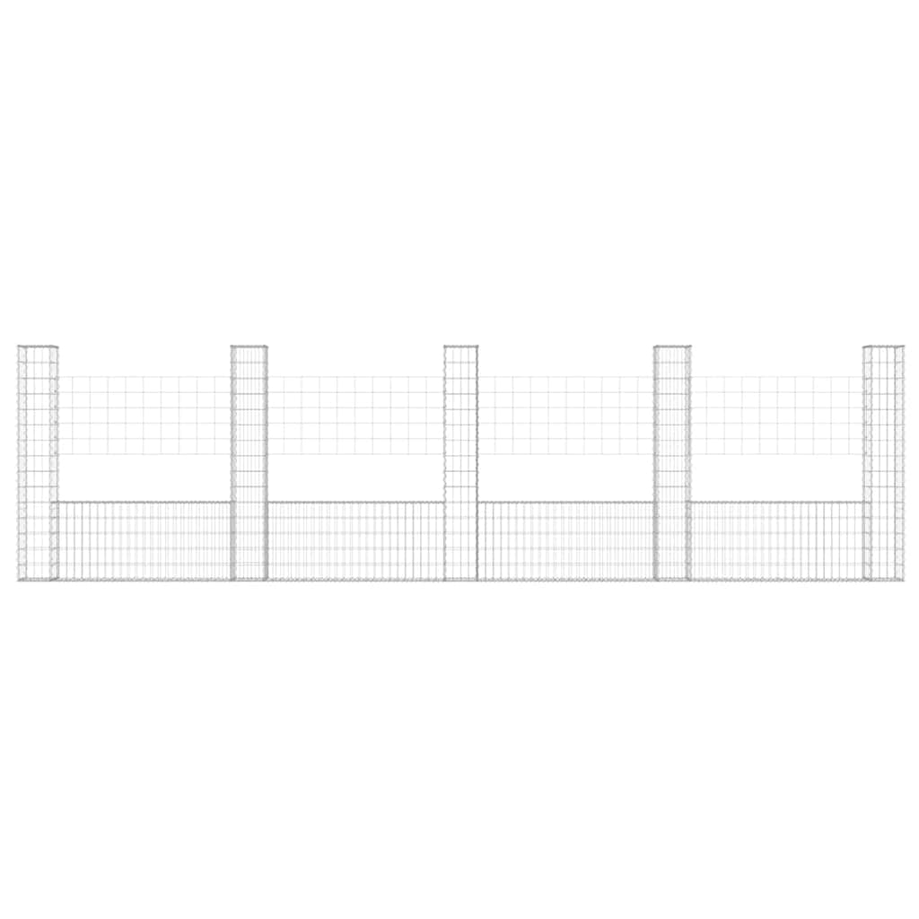 U-shape Gabion Basket with 5 Posts Iron 500x20x150 cm