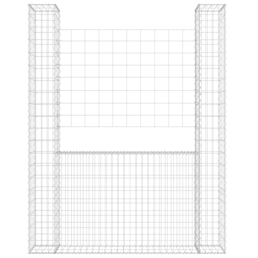 U-shape Gabion Basket with 2 Posts Iron 140x20x200 cm