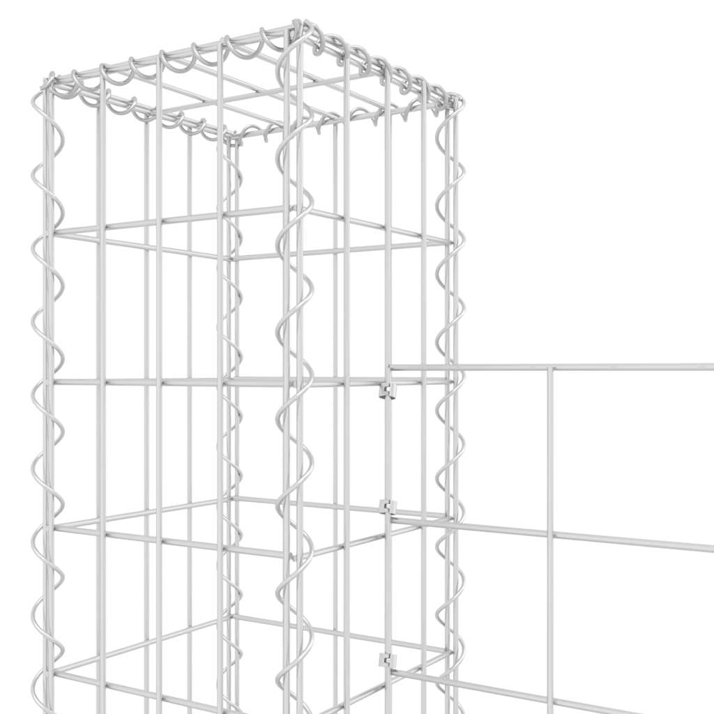 U-shape Gabion Basket with 3 Posts Iron 260x20x200 cm
