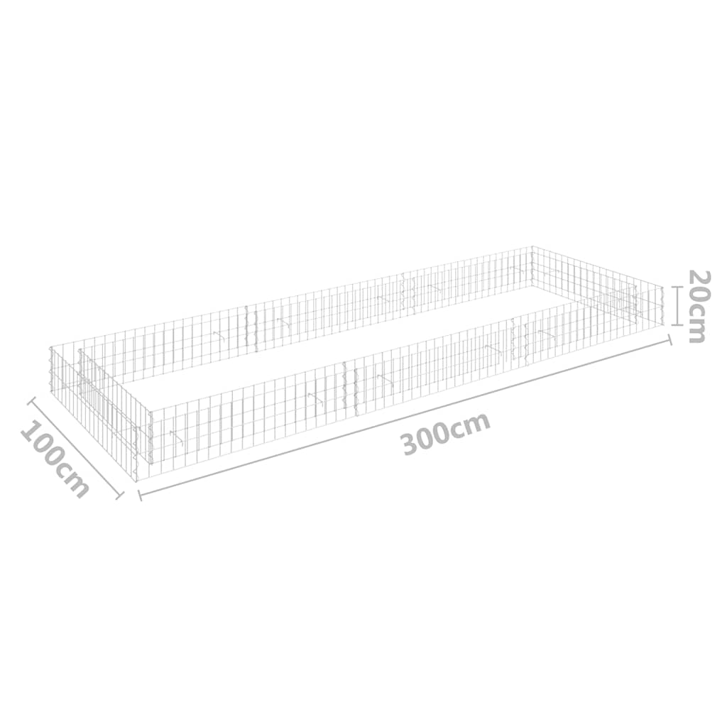 Gabion Raised Bed Galvanised Steel 300x100x20 cm