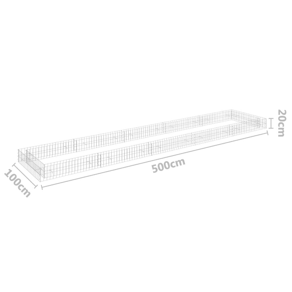 Gabion Raised Bed Galvanised Steel 500x100x20 cm
