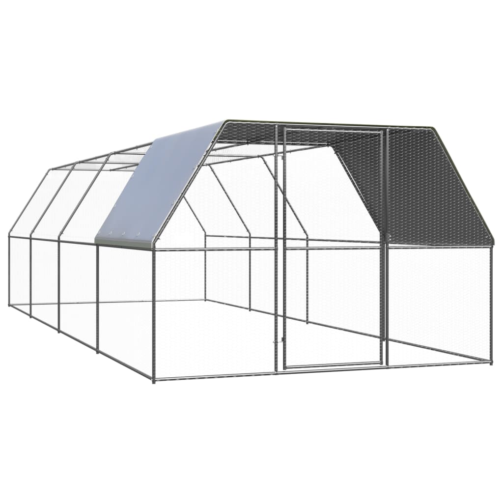 Outdoor Chicken Cage 3x8x2 m Galvanised Steel