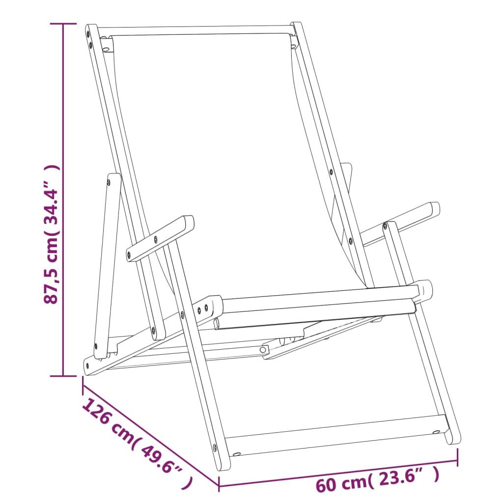 Folding Beach Chair Solid Wood Teak Grey