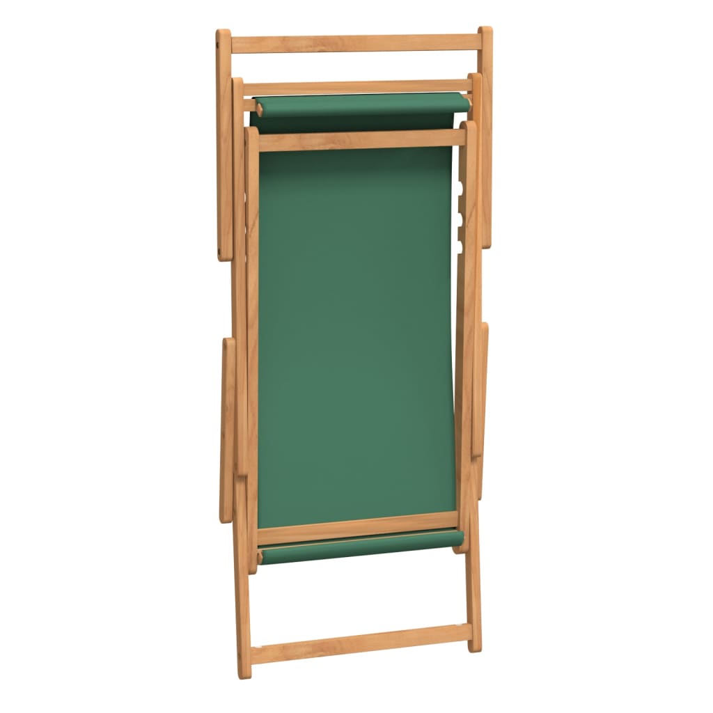 Folding Beach Chair Solid Wood Teak Green