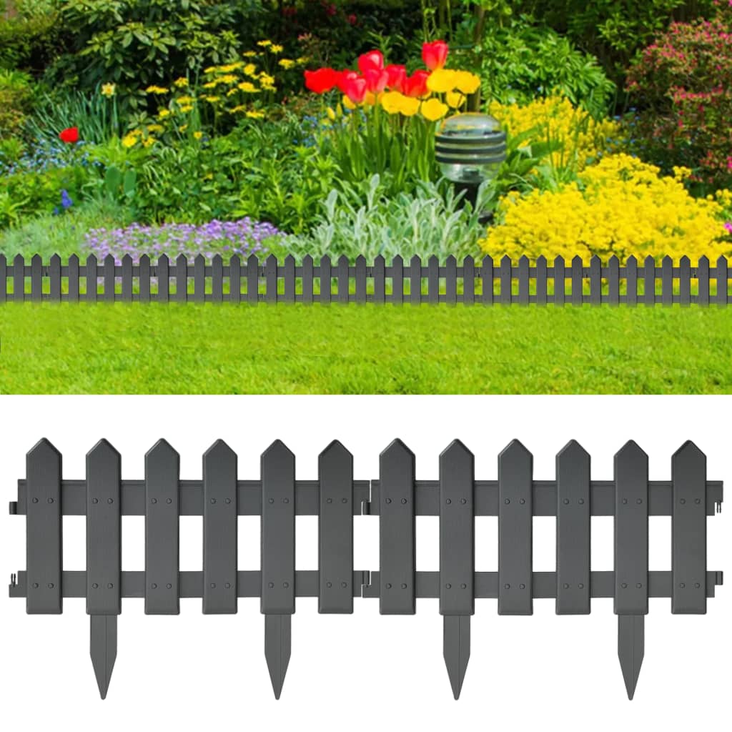 Lawn Edgings 25 pcs Anthracite 10 m Polypropylene