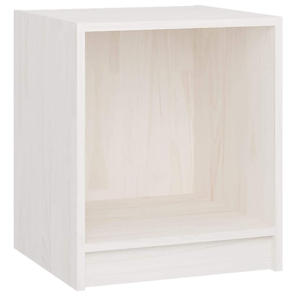 Bedside Cabinet White 35.5x33.5x41.5 cm Solid Pinewood