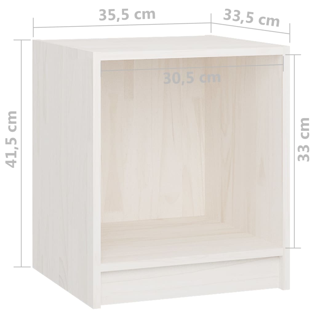 Bedside Cabinet White 35.5x33.5x41.5 cm Solid Pinewood