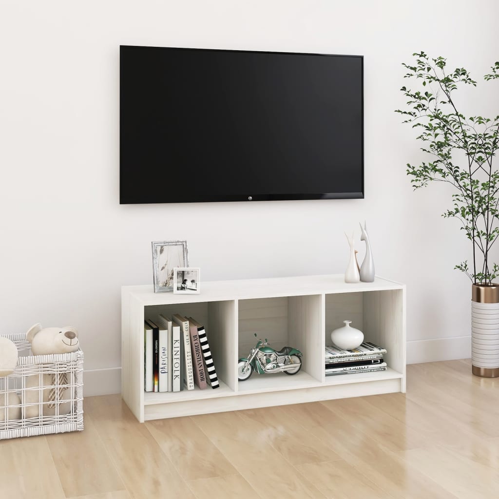 TV Cabinet White 104x33x41 cm Solid Pinewood