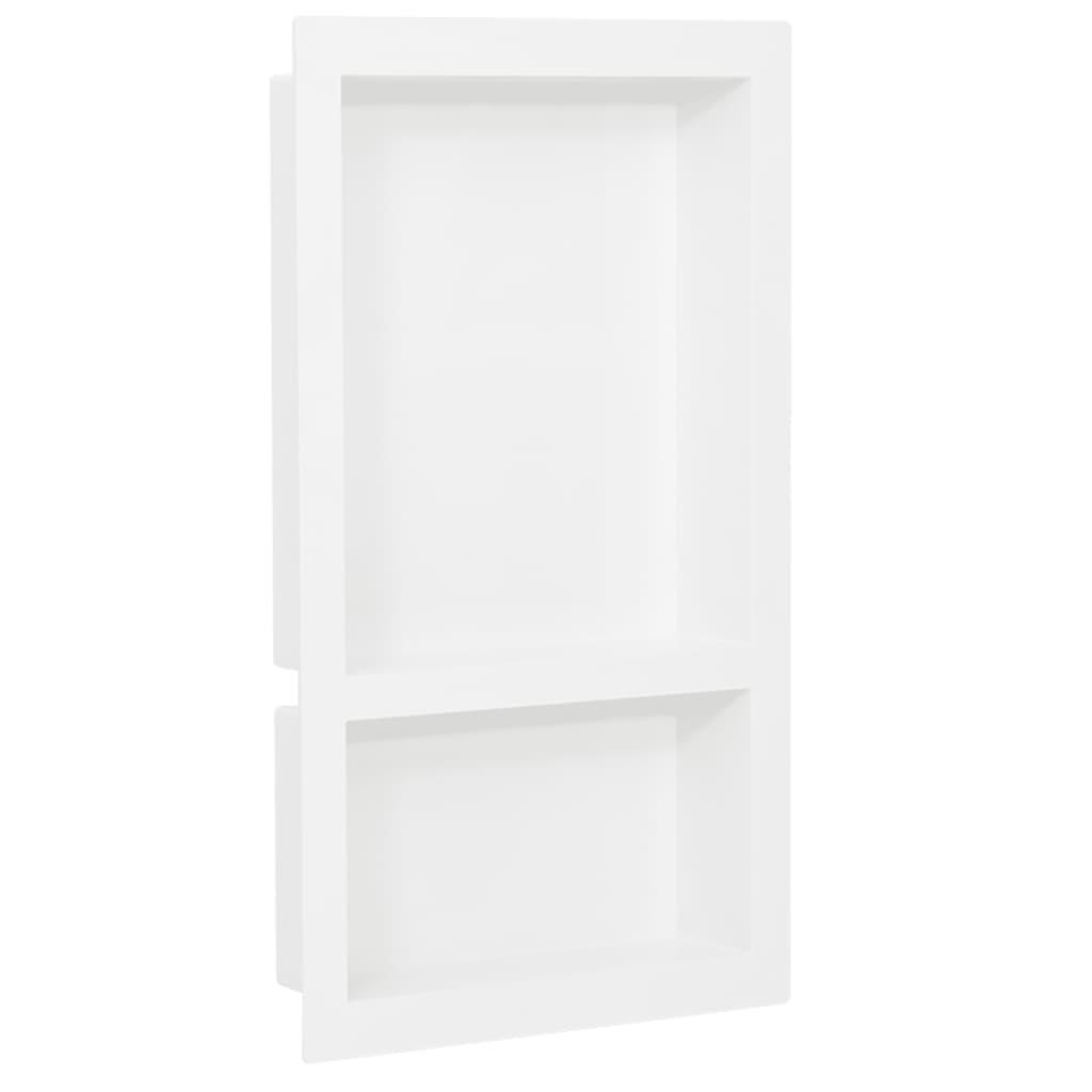 Shower Niche with 2 Compartments High Gloss White 41x69x9 cm