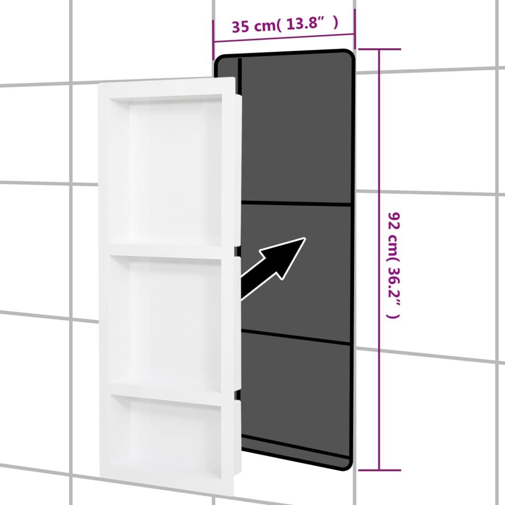 Shower Niche with 3 Compartments High Gloss White 41x99x9 cm