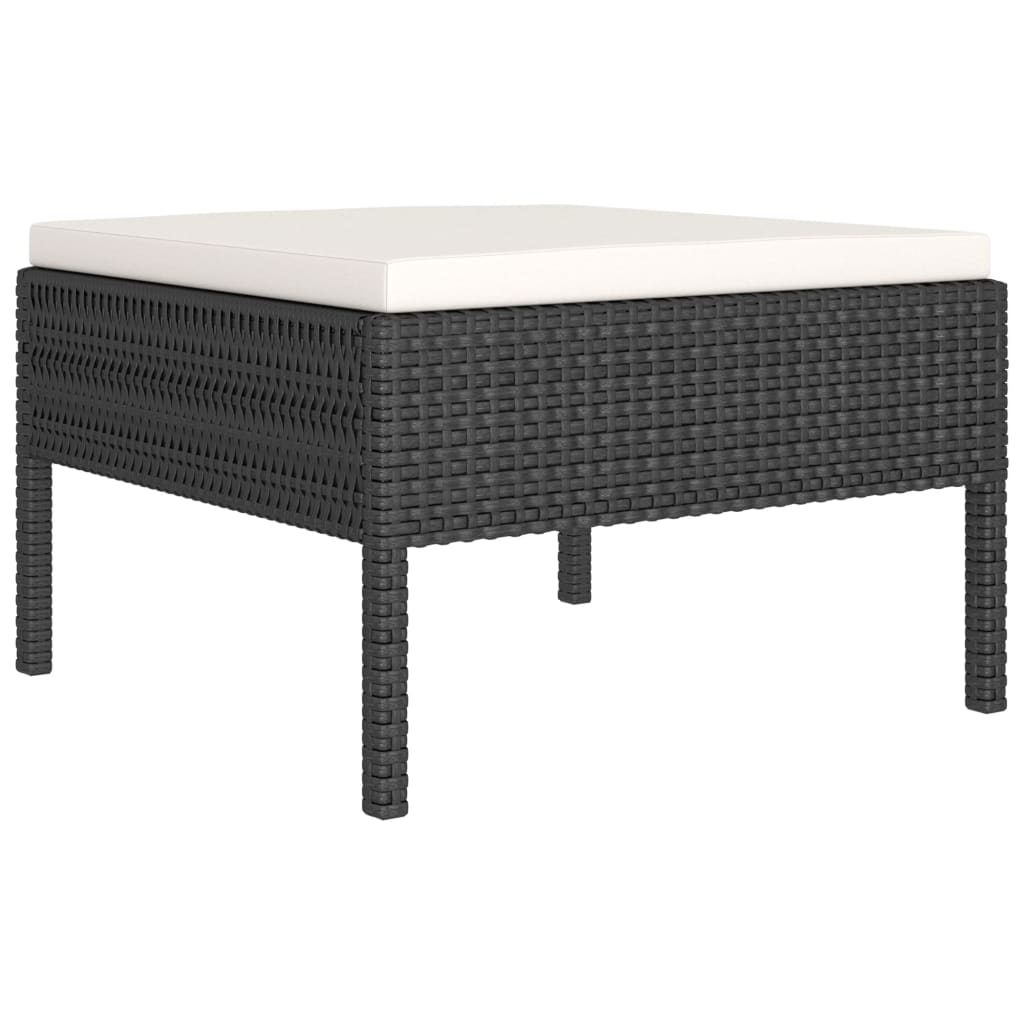 6 Piece Garden Lounge Set with Cushions Poly Rattan Black