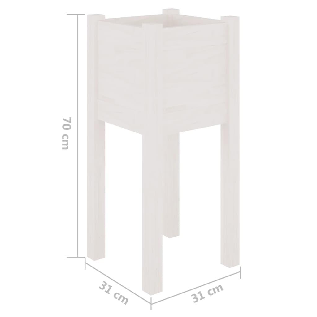Garden Planters 2 pcs White 31x31x70 cm Solid Pinewood