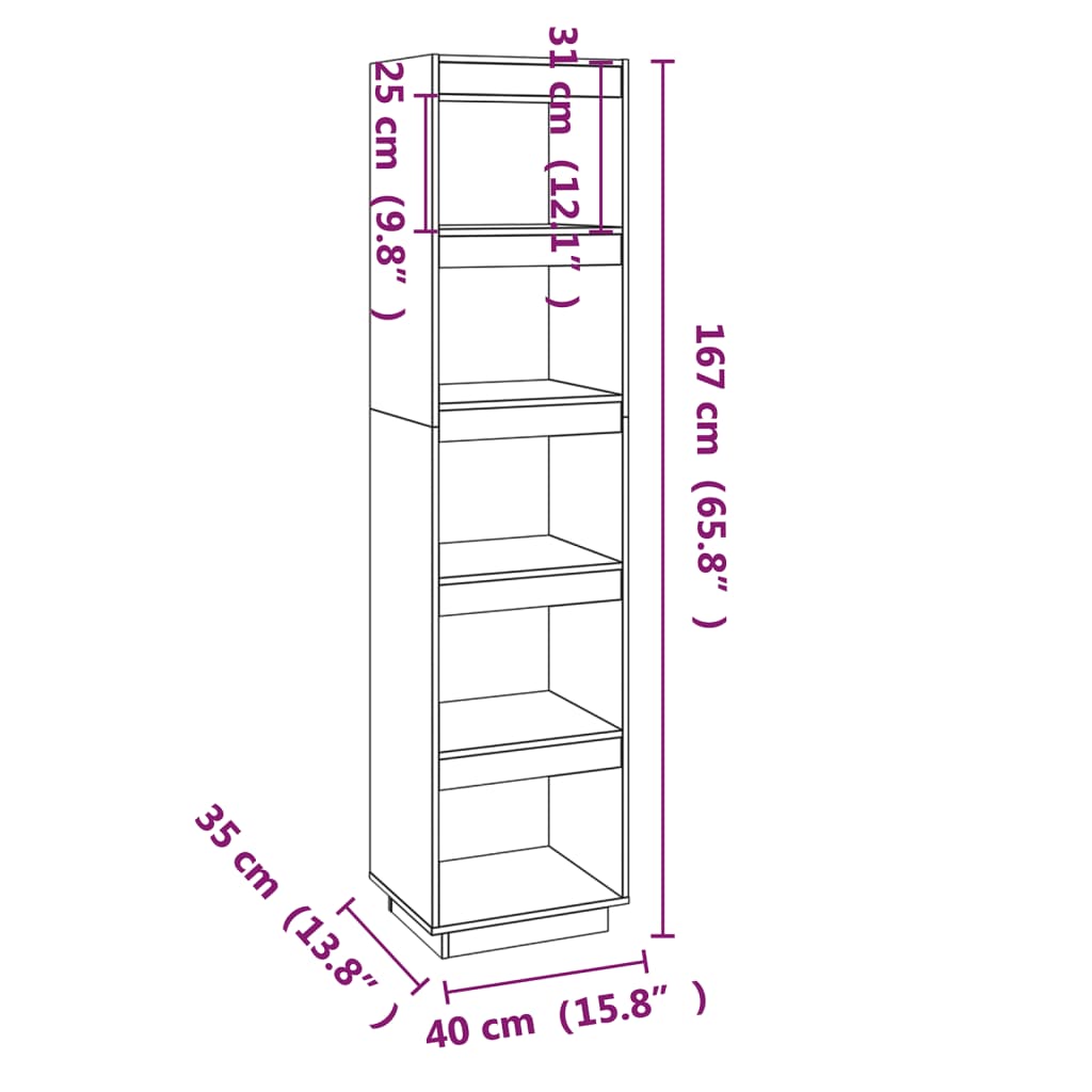 Book Cabinet/Room Divider 40x35x167 cm Solid Pinewood