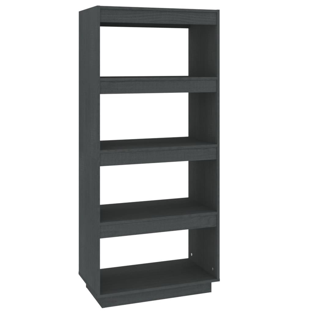Book Cabinet/Room Divider Grey 60x35x135 cm Solid Pinewood