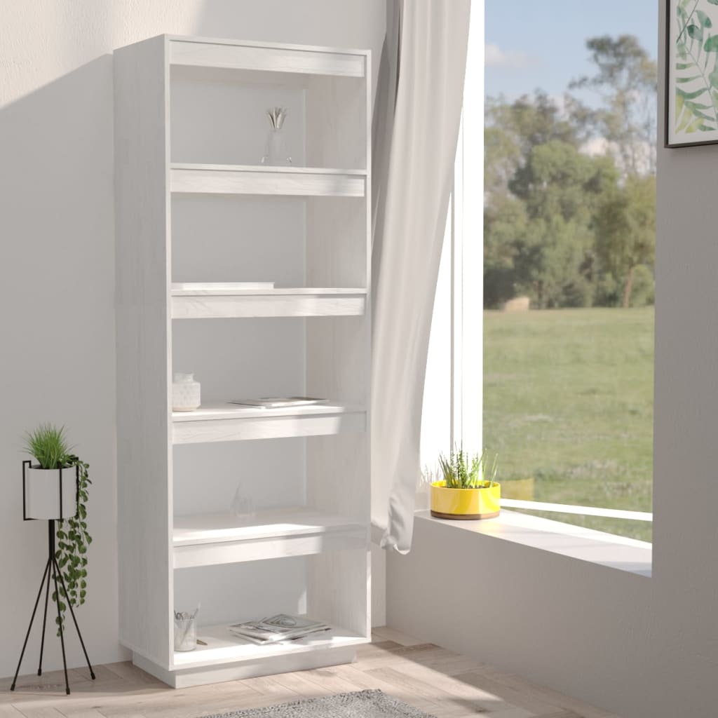 Book Cabinet/Room Divider White 60x35x167 cm Solid Pinewood