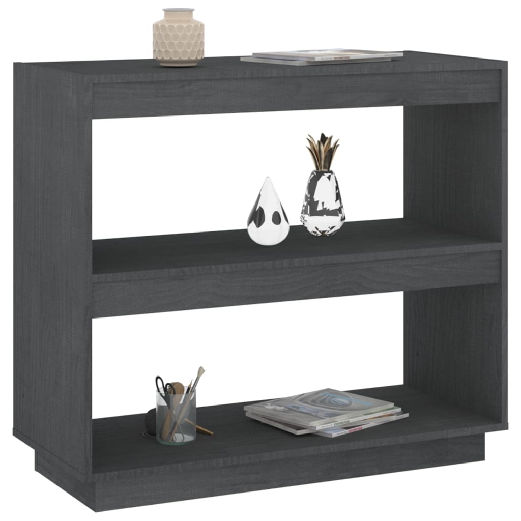 Book Cabinet Grey 80x35x71 cm Solid Pinewood