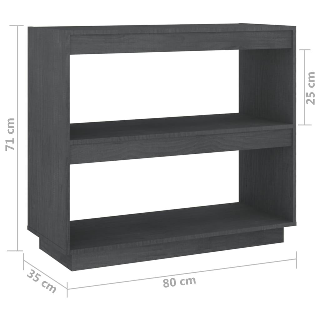 Book Cabinet Grey 80x35x71 cm Solid Pinewood