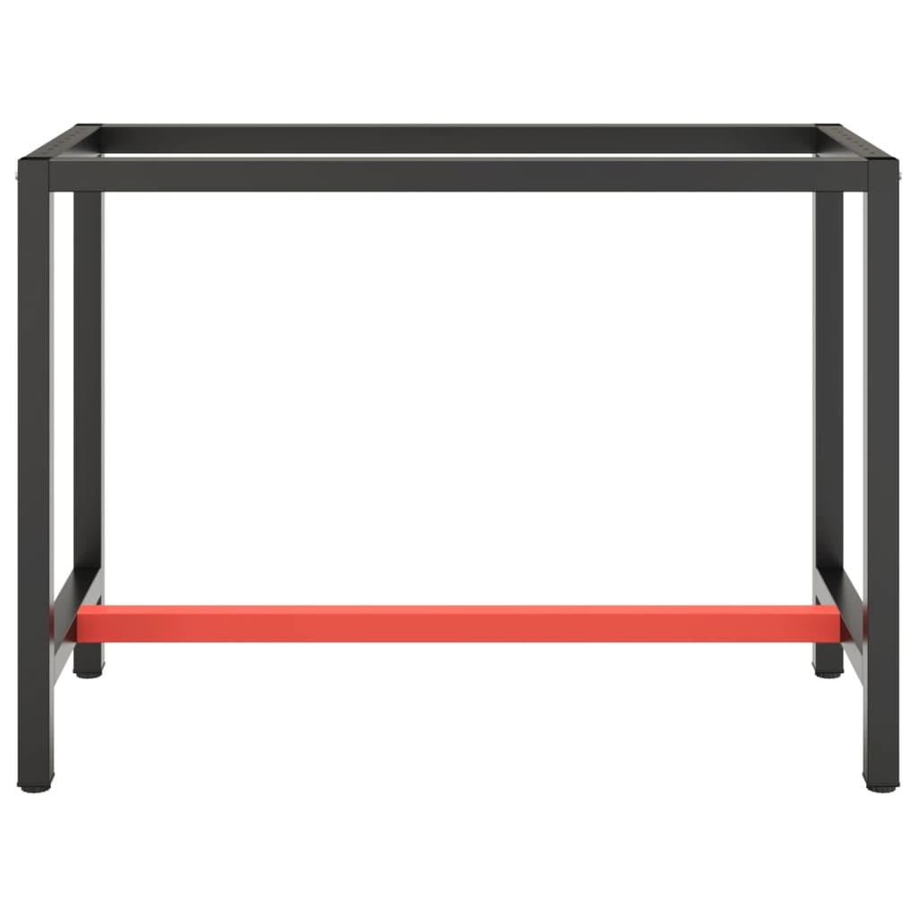 Work Bench Frame Matte Black and Matte Red 110x50x79 cm Metal